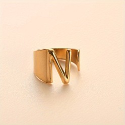 Letter N 304 из нержавеющей стали манжеты кольца, золотые, Письмо N, 16 мм, внутренний диаметр: 18 мм