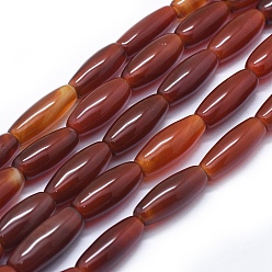 Коричневый Натуральный красный агат бисер нитей, окрашенная и подогревом, рис, коричневые, 21~24x8~8.5 мм, отверстие : 2~2.5 мм, около 17~18 шт / нитка, 14.9 дюйм ~ 15.3 дюйм (38~39 см)