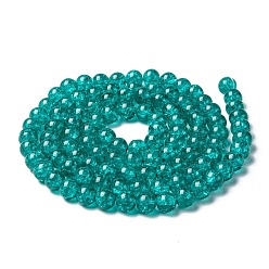 Medium Sea Green Spray Painted Crackle Glass Beads Strands, Round, Medium Sea Green, 8mm, Hole: 1.3~1.6mm, 31.4 inch