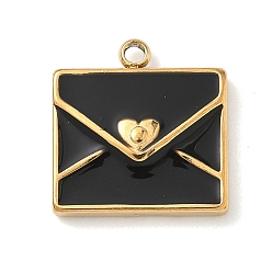 Envelope 304 из нержавеющей стали шармы эмали, без кадмия, без никеля и без свинца, ионное покрытие (ip), золотые, конверт, 13.5x13x2.5 мм, отверстие : 1.4 мм