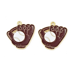 Baseball Подвески из эмали и сплава, спортивные мячи подвески, золотые, бейсбол, 25x25x2.5 мм, отверстие : 1.6 мм