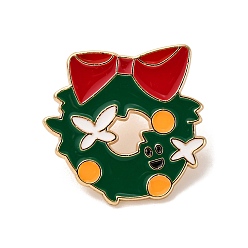 Christmas Wreath Рождественские эмалевые булавки, булавки для лацканов из сплава для одежды рюкзака, Рождественский венок, 22x23 мм