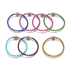 (52) Непрозрачная лаванда Плетеные браслеты из нержавеющей стали в европейском стиле, с силиконовыми бусинами и латунными застежками, долговечный, разноцветные, 7-1/4 дюйм (18.3 см), 2.3 мм