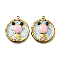 Fish 304 нержавеющей стальной эмали подвески, ионное покрытие (ip), реальный 18 k позолоченный, рыба, 26x23.5x3 мм, отверстие : 1.6 мм