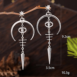 Серебро Луна с глазом в готическом стиле сплав серьги-гвоздики с подвесками, серебряные, 92x35 мм