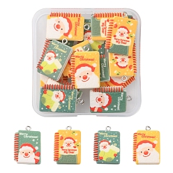 (52) Непрозрачная лаванда 16шт 4 подвески из непрозрачной смолы в рождественском стиле, с платиновыми тоновыми железными петлями, блокнот с рисунком деда мороза, разноцветные, 28x18x5 мм, отверстие : 2 мм, 4 шт / стиль