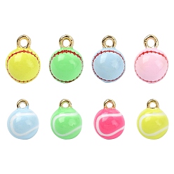(52) Непрозрачная лаванда 8шт. 8 стили подвесок из гальванически покрытого сплава, бейсбольные/теннисные подвески, золотые, разноцветные, 10.5~13x8~9 мм, отверстие : 1.2~1.8 мм, 1 шт / стиль