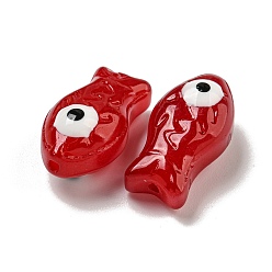 Красный Прозрачные стеклянные бусины ручной работы, бусины ручной работы, с эмалью, рыба, красные, 21.5x11x8.5~10 мм, отверстие : 1.2~1.4 мм