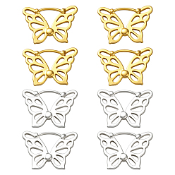 (52) Непрозрачная лаванда 4 пары 2 цветные серьги-кольца из сплава с бабочками, разноцветные, 16x22x2.5 мм, 2 пары / цвет