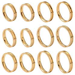 Золотой 18 шт. 6 стили 201 нержавеющая сталь рифленые кольца для пальцев, кольцевой сердечник, для изготовления инкрустации, золотые, 4 мм, внутренний диаметр: 17~22 мм, 3 шт / стиль