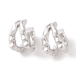 Платина Латунные серьги-каффы для женщин, платина, 15x11 мм
