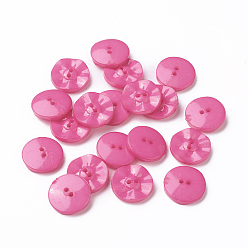 Ярко-Розовый Акриловые швейные пуговицы , пластиковые пуговицы для одежды , 2-луночное, окрашенные, плоско-круглые, средне фиолетовый красный, 15x3 мм, отверстие : 0.5 мм