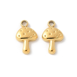 Настоящее золото 18K 304 прелести нержавеющей стали, грибные прелести, ионное покрытие (ip), реальный 18 k позолоченный, 8.5x5.5x1.5 мм, отверстие : 1 мм