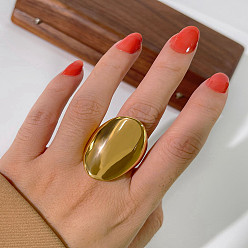 Золотой Овальные 304 кольца из нержавеющей стали для женщин, золотые, 30.5 мм, размер США 7 3/4 (17.9 мм)