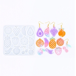 Белый DIY силиконовые формы кулон, формы для литья смолы, фрукты, белые, 110x120x4 мм, отверстие : 1.6 мм, внутренний диаметр: 27~48.5x17~31 мм