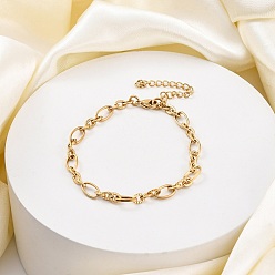 Настоящее золото 14K 304 из нержавеющей стали ссылка браслеты, кабельные цепи ювелирные изделия для женщин, реальный 14 k позолоченный, 7 дюйм (17.8 см)