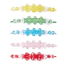 (52) Непрозрачная лаванда Браслеты из плетеных бусин с гальваническим покрытием из стекла, плетеные браслеты из нейлоновой нити для женщин, цветок, граненые, разноцветные, внутренний диаметр: 5/8~3-1/2 дюйм (1.5~9 см)