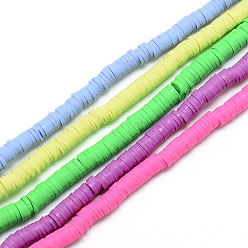 Mixed Color Handmade Polymer Clay Bead Strands, Heishi Beads, Disc/Flat Round, Mixed Color, 6x0.5~1mm, Hole: 2mm, about 320~447pcs/strand, 15.74 inch~16.92 inch