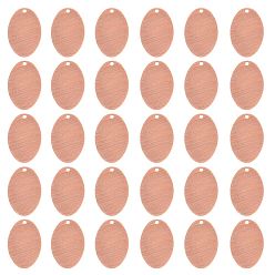 Brushed Red Copper Brass Pendants, Stamping Blank Tag, Long-Lasting Plated, Oval, Brushed Red Copper, 22x14x0.8mm, Hole: 1.2mm, 30pcs/box