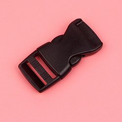 Negro Hebilla de liberación lateral contorneada rápida ajustable de plástico, negro, 50x25x9 mm, agujero: 20x4 mm