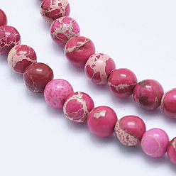 Pale Violet Red Natural Imperial Jasper Beads Strands, Dyed, Round, Pale Violet Red, 4mm, Hole: 0.5mm, about 98~102pcs/strand, 15.7 inch