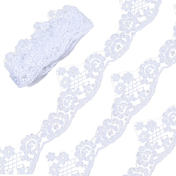 Белый 5.2 метров цветочной полиэстеровой кружевной ленты, для шитья, ремесла, украшение свадьбы, белые, 2-3/4 дюйм (70 мм)