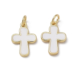 Plaqué 18K Or Véritable Pendentifs en laiton, avec l'émail, charmes croisées, plaqué longue durée, crémaillère plaquage, sans plomb et sans cadmium, réel 18 k plaqué or, 16x11x2mm, Trou: 3mm