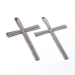 Antique Silver Tibetan Style Alloy Cross Large Pendants, Lead Free, Cadmium Free and Nickel Free, Antique Silver, 61.5x36.5x2mm, Hole: 2mm