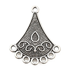 Teardrop Сплав люстра компонента ссылки тибетском стиле, античное серебро, слеза, 15x39x2 мм, отверстие : 2.5 мм