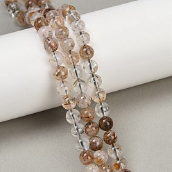 Rutilated Кварц Нити бусин из рутилированного кварца из натурального черного золота, круглые, 6~6.5 мм, отверстие : 0.7 мм, около 59~61 шт / нитка, 15.16''~15.35'' (38.5~39 см).