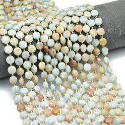 Разноцветный Нити бусин из натурального окрашенного белого нефрита с имитацией цветка амазонита, граненый шестиугольный разрез, плоско-круглые, с бисером, красочный, 8~8.5x5 мм, отверстие : 0.8 мм, около 36 шт / нитка, 15.16''~15.24'' (38.5~38.7 см)