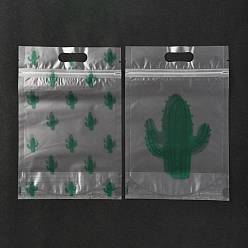 Cactus Plastic Zipper Bags, Rectangle, for Chocolate, Candy, Cookies, Cactus Pattern, 22.7x15.5x0.15cm, about 50pcs/bag