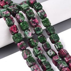 Ruby in Zoisite Natural Ruby in Zoisite Beads Strands, Cuboid, Dyed, 10~12x9~10x9~10mm, Hole: 0.6~0.9mm, about 32~36pcs/strand, 14.37~16.34(36.5~41.5cm)
