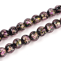 Кокосово-Коричневый Ручной стеклянные фольга бисер пряди, круглые, кокосового коричневый, 8~8.5 мм, отверстие : 1.5~1.6 мм, около 60 шт / нитка, 18.11~18.50 дюйм (46~47 см)