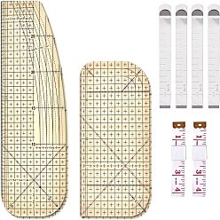 Mixed Color Sewing Tool kits, Include Hot Ironing Measuring Ruler, Soft Tape Measure and Stainless Steel Hemming Clips, Mixed Color, 10pcs/set