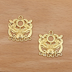 Golden Alloy Chandelier Components Link Cabochon Settings, Golden, 21x23mm, Tray: 6mm