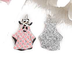 Ghost Акриловые подвески с принтом на хэллоуин, блестящие подвески, розовые, призрак, 39x28 мм