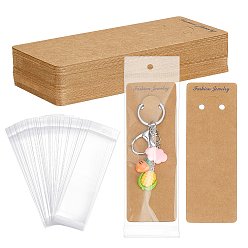 Bois Solide 120cartes porte-clés en carton, avec des sacs en cellophane pcs opp, rectangle, burlywood, 120 cm, Trou: 15x5.3x0.04mm