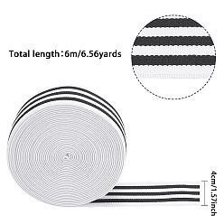 Black BENECREAT Flat Elastic Rubber Cord/Band, Webbing Garment Sewing Accessories, Black & White, 40mm