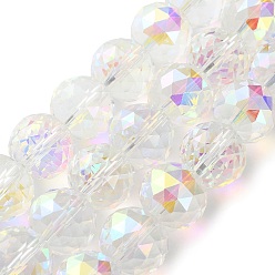 Прозрачный АВ Прозрачные стеклянные бусины гальваническим пряди, круглые, с половиным покрытием цвета радуги, граненые, ясно AB, 18x16.5 мм, отверстие : 2 мм, около 22 шт / нитка, 14.37 дюйм (36.5 см)