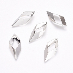 Платина Стойки обшивки латунные подвески, ромб, платина, 27x11x4.5 мм, отверстие : 0.8 мм