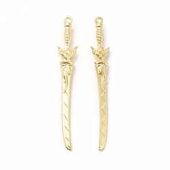 Золотой Стойки обшивки сплава большие кулоны, без кадмия, без никеля и без свинца, очарование меча, золотые, 59x9x5 мм, отверстие : 1.5 мм