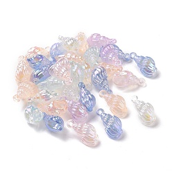 Mixed Color UV Plating Rainbow Iridescent Acrylic Pendants, Glitter, Conch Charm, Mixed Color, 26x15x12mm, Hole: 2.5mm