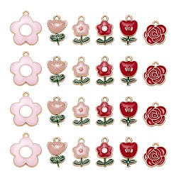 (52) Непрозрачная лаванда 36 шт 6 стиль подвески из легкого золотого сплава с эмалью, на день Святого Валентина, цветок, разноцветные, 15.5~21.5x11~19x1.5~3 мм, отверстие : 1.6~2 мм, 6 шт / стиль