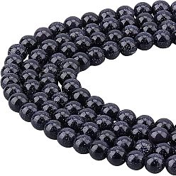 Blue Goldstone CHGCRAFT 4 Strands Synthetic Blue Goldstone Beads Strands, Round, 6mm, Hole: 0.8mm, about 65pcs/strand, 14~15 inch