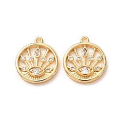 Evil Eye Кулон из циркония, стойки покрытие, долговечный, без кадмия и без свинца, реальный 18 k позолоченный, Злые чары глаз, 18x15x2.5 мм, отверстие : 1.4 мм