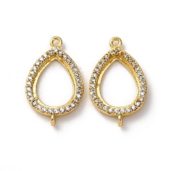 Настоящее золото 18K Каплевидные латунные микропаве из прозрачных кубических цирконий с коннектором и оправой из кабошона, настройки лотка для зубцов, долговечный, стойки покрытие, без свинца и без кадмия, реальный 18 k позолоченный, 22x13.5x4 мм, отверстие : 1 мм, внутренний диаметр: 13.5x10 мм