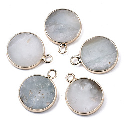 Flower Amazonite Подвески из натуральных цветов амазонита, с краем из латуни, покрытой светлым золотом, плоско-круглые, 20x16.5x3~4 мм, отверстие : 2.5 мм