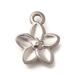 Stainless Steel Color 304 Stainless Steel Pendants, Flower Charms, Anti-Tarnish, Stainless Steel Color, 16.5x13.5x2.5mm, Hole: 2mm