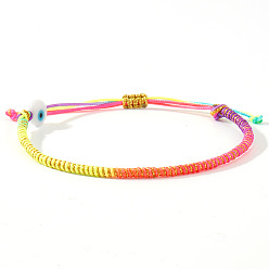 Разноцветный Браслеты ручной работы из фарфора с бусинами, символизирующими "оберег от сглаза", плетеные из бусин., регулируемые браслеты шнур, красочный